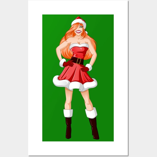 Woman Dressed In Sexy Santa Clothes For Christmas Wall Art by LironPeer